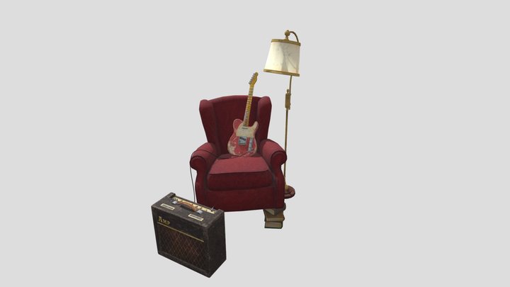 SM_GuitarArmChairLamp 3D Model
