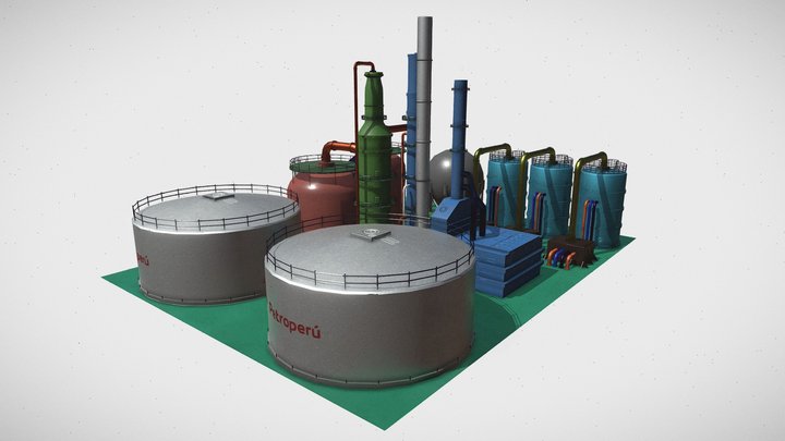 oil refinery  Low poly (FREE in FAB) 3D Model