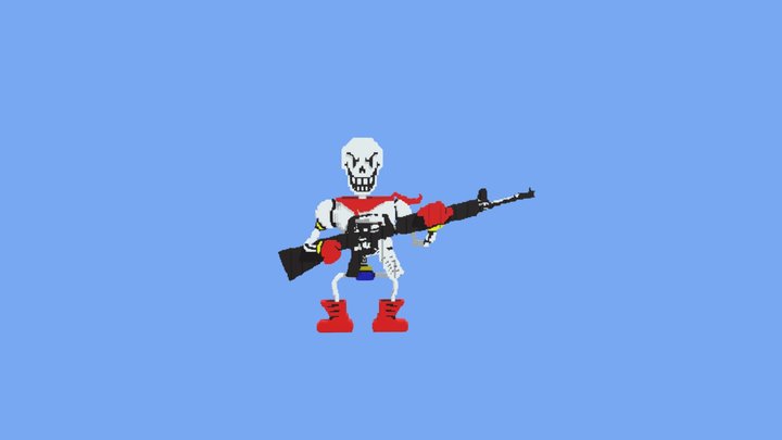 Oh no Papyrus has a gun, but it is 3d 3D Model