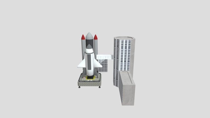 Low Poly Space Launch Station 3D Model