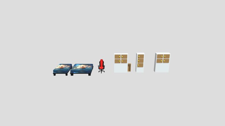 Low Poly Bedroom Props Pack 3D Model